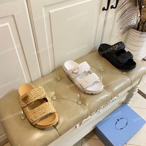 Designer-Hausschuhe, Damen-Hausschuhe, Sandale, Schnalle, Baststroh, Espadrille-Sandalen, Slip-Mules, Slides, Damen-Plateau-Wedges, Flip-Flops, Pool-Slipper, 35–41