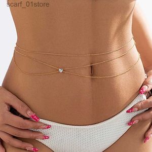 Поясная цепочка Ремни Boho ltilayer Rhinestone Belly Belt Поясная цепочка для женщин Лето Бикини Сексуальные ремни Бо Цепи Фестиваль ювелирных изделий АксессуарыL231221