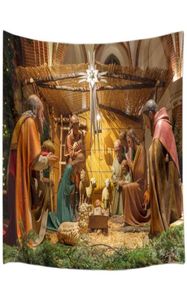 Tapisseries The Nativity Story Born of Jesus Kristus i Warm Night Xmas Eve av Ho Me Lili Tapestry Religious Art Room Home Decor3981226