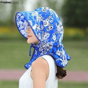 Cappelli larghi cappelli da secchio cappelli da giardino berretto da lavoro per la protezione estiva delle donne in spiaggia berretti floreali anti-uv Cappelli floreali Cappelli di chiffon Ladies Headwrapl231221