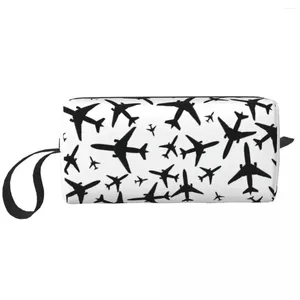 Cosmetic Bags Random Airplanes Pattern Travel Toiletry Bag For Women Aviation Fighter Pilot Makeup Organizer Beauty Storage Dopp Kit