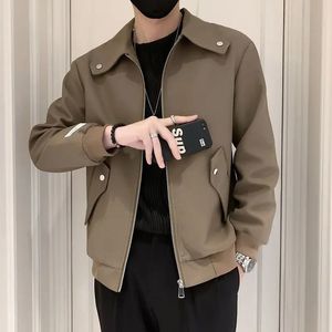 Jacken im Maillard-Stil für Herren, High-End-Revers-Reißverschluss, lässig, Herbst und Winter, koreanische Mode, luxuriöse Herren-Winterjacke 231221