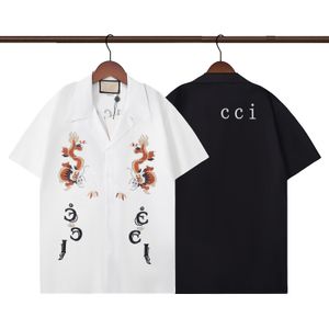 Tasarımcı Gömlekler Erkek Moda Geometrik Klasik Baskı Hawaii Çiçek Günlük Gömlek Erkekler İnce Fit Kısa Kollu