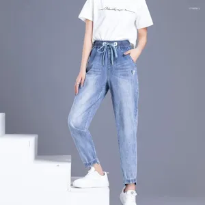 Frauen Jeans Blaue Hosen elastische Taille weibliche Jeanshose mit Taschen High S Grunge Y2K Koreanische Mode Südkorea einzigartig