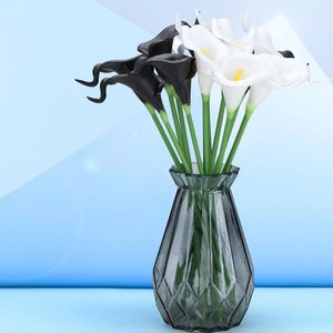 Kwiaty dekoracyjne 12PCS sztuczny Calla lilia Wedding White Faux Real Touch Dekoracje imprezowe bukiet centralny