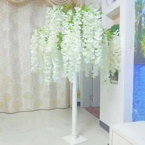 Flores decorativas 1pcs Simulação White Wisteria Tree Tree Indoor Pudding Rattan Green Planting Trees decora o corredor do casamento