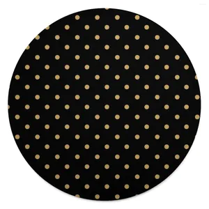 Blankets Gold Dot Round Blanket Vintage Print Travelling Flannel Throw Soft Warm Couch Chair Custom Bedspread Gift