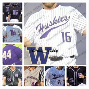 Jam Custom Washington Huskies NCAA Baseball White Purple Black Ed Any Number Name #6 Mason Cerrillo 44 Joe Wainhouse 16 Nick Kahle Jersey