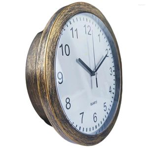 Wall Clocks Retro Safe Clock Round -shaped Mute Hanging Vintage Bedroom Decor Pvc For Home