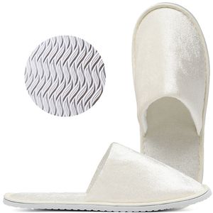 Klassische Mode-Baumwollwatte Frauen Frauen im Innen mit Aufbewahrungstasche Reise Gast Weiches Hotel atmungsaktives komfortable tragbare Spa Solid House Slipper-4