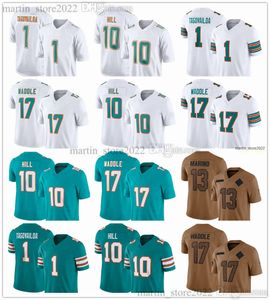 13 Dan Marino Football 10 Maglie Tyreek Hill 1 Tua Tagovailoa 17 Jaylen Waddle 2 Bradley Chubb 5 Jalen Ramsey 28 De'Von Achane 15 Jaelan Phillips Jevon Holland Stitched