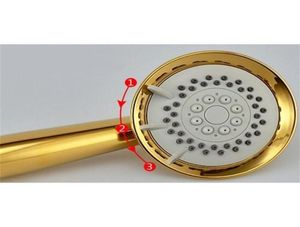 Solid Copper Gold Plated Three Functions Handheld Shower Luxury Batnroom Hand Shower Head Wiht Gold Holder and Shower Slange BD667 28374965