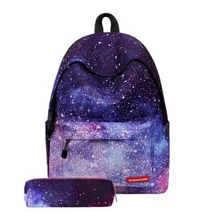 Bolsas escolares para meninas adolescentes espacial galáxia imprimindo estrela de moda negra 4 cores t727 universo mochila women269k