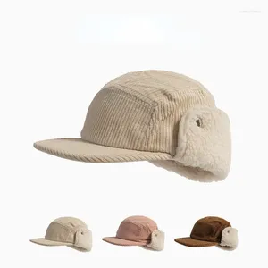 Ball Caps Flat-brimmed Men Baseball Hat Women Autumn Winter Velvet Thermal Ear Protection Lei Feng Hip-hop Pilot