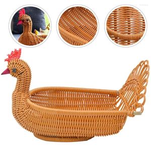 Set di stoviglie Cesti portaoggetti in vimini con coperchi Vassoi in plastica imitazione rattan per decorazioni da tavola