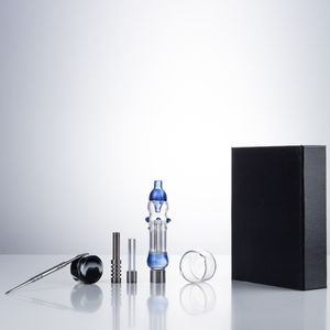 CSYC NC046 DAB Rig Rauchrohr farbenfrohe verschüttetes Glas Bong etwa 4,56 Zoll OD 25mm Röhrchen Geschenkbox 510 Titan Quarz Keramik Nagel Doppelspitzen Wachsschale Siliconglas