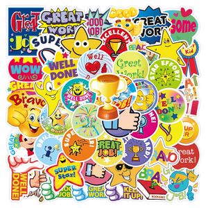 50pcs Rewards ermutigend für Kinder Cartoon wasserdichtes PVC -Aufkleber Pack für Kühlschrankautos Laptop Notebook Cup Telefon Schreibtisch Fahrrad -Skateboard -Hülle.