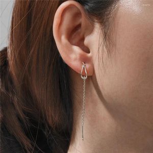 Dangle Earrings CANNER Simple Long Mini Tassel Ear Threads Delicate S925 Sterling Silver Women'S Fine Jewelry Allergy-Proof Earring
