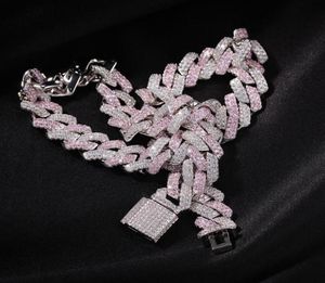 Luxusdesigner Halskette Herren Statement Diamond Cuban Link Chain 13mm Rosa Eced Hip Hop Bling Chains Schmuck Rapper Mode AC4736302