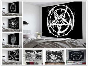 Pentagramm Flagge von Satan Tarot schwarzer Katze Wandteppry Hang Hand Hippie Moon Wolf Hexerei Dekor Wandtee Wanddecke 9255109