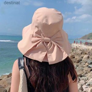 Breda brimhattar Bucket Hats Women's Four Seasons Sunshade Paraply Outdoor Big Brim Bowknot Basin Hat Fisherman Hat Panama Hat Fashion Caph14L231221