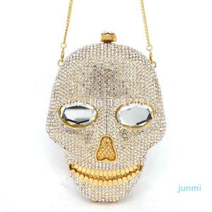 Designer- Svart handgjorda Skull Crystal Women Evening Bags Diamond Ladies Handbags Party Clutch Purse322T