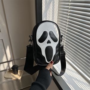 Crossbody bag for men and women Korean version of niche trend funny ghost skull shoulder bag soft PU mobile phone small bag tide CCJ3083