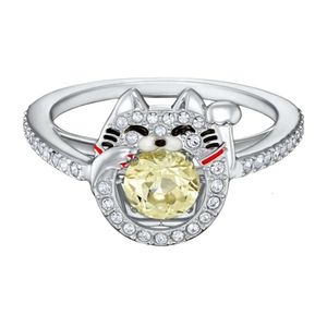 Swarovskis Rings Designer Jóias Mulheres Classic Classic original Ringas de alta qualidade Rings Heart Lucky Cat Ring Fashion and Cat Ring