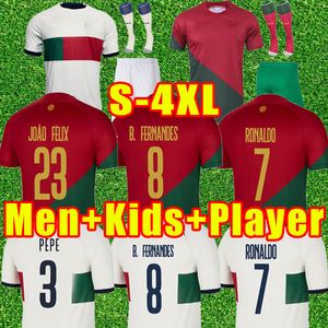 3XL 4XL 2023 24ポルトガルサッカージャージメンズキッズキットロナウドジョアンホームアウェイアウェイサッカーシャツバーナルドカミザデフテボルフルセットプレーヤーバージョン女性大人の子供