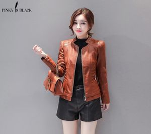 PinkyisBlack Plus Size S4XL Fashion Fashion Winter women Leather Coat Memale Short Motorcycle Leather Jacket Women039s Outerwea8100801