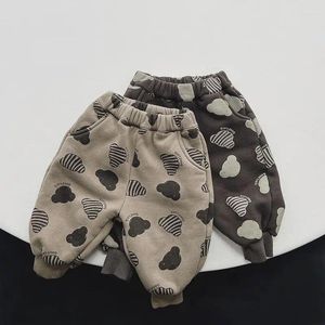 Pantaloni Pantaloni della tuta in pile per bambini Pantaloni Harem per neonate invernali più velluto spesso per bambini con stampa causale per bambini caldi