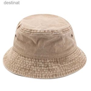 Wide Brim Hats Bucket Hats 2023 Distressed Denim washed fisherman cap double-sided wearable bucket caps summer outdoor sunshade sunscreen hat casual hatsL231221