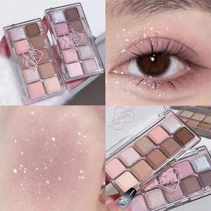 10-Farben-Tastatur-Lidschatten-Palette Nude Coffee Augen-Make-up Langlebiges Grau-Rosa-Glitzer-Schattenkosmetik 231220