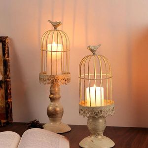 Candle Holders Birdcage Holder Iron Art Vintage Candlestick Detachable Bird Cage Candleholder For Bedroom Restaurant Decor