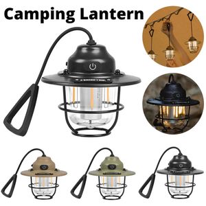 LED Kamp Fener Tip C Şarj Edilebilir Işıklar Karartma Taşınabilir Asma Çadır Işığı 1200mAh Acil Durum Lambası Balıkçılık için 231221