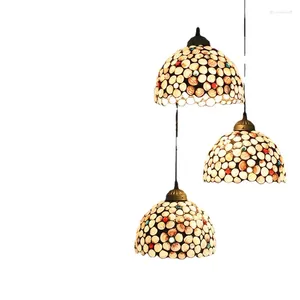 Pendant Lamps Three-Head Shell Restaurant Chandelier Creative Bar Counter Balcony Entrance Aisle Light Duplex Lamp