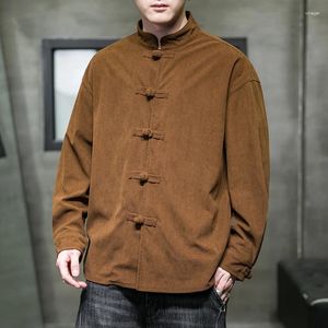 Herr t-skjortor m-5xl corodury kinesisk skjorta grodknapp långärmad vår streetwear vintage traditionella år kläder xxxxxl