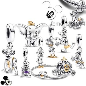 Nowa 100. rocznica myszy Bransoletka Disnes Duck Pig Elephant Gold Charm Wisiant DIY Fit Pandoras Designer Naszyjnik dla kobiet Prezent biżuterii Z6BW