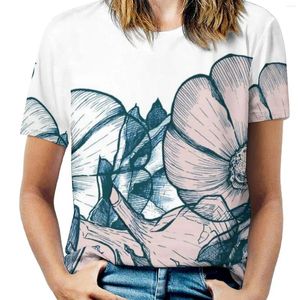 Women's T Shirts In My Garden Of Pink And Blue Woman'S T-Shirt Spring Summer Printed Crew Neck Pullover Top Vegetables
