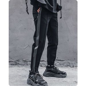 Black Harlan Leisure Leg Zipper Foot Beam Pants Male Youth Nine Points Ankle