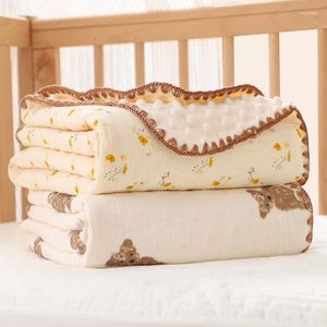 Одеяла тонкое одеяло с принтом, хлопковое детское флисовое одеяло для сна, универсальная коляска, мульчирующий сон, кровать, колыбель для новорожденных, выписка