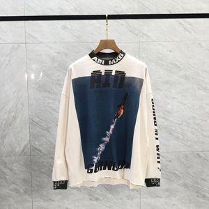 24SS Spring Summer Heavy Made Japan Vintage Plan Take Of and Crash Print Tee Mens Long Sleeve Skateboard Tshirt Women kläder Casual Cotton Designer T Shirts 1221