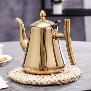 1.0L/1.5L/2.0L Tea Kettle Stainless Steel Teapot Removable Infuser for Loose Flower Tea Coffee Stovetop Safe Water Kettle 231221