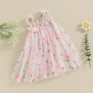Flicka klänningar baby klänning mode hängslen broderi liten blommig söt söt prinsessa 1: a födelsedag kjol gåva