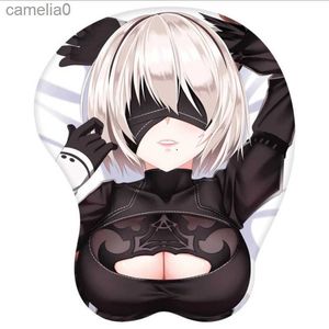 Mouse almofadas de pulso repousa Nier 2B Rest Soft Rest 3D Mouse Pad Wrist Anime Breast Mouse Pad Stéreo Silicone 21x26cm Frete grátis