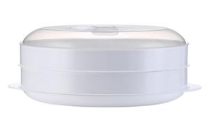 ディナーウェアセットは、電子レンジ用の蓋付きの丸いシングルブル階層汽船ボックスをセットしますキッチン野菜魚調理器具環境HX5B5195297