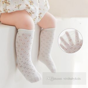 2024 Sommer kleine Mädchen dünne Prinzessin Socken Kinder hohl gestrickt 3/4 Knie High Socken Baby Baumwolle weich atmungsaktive Beine Z6214