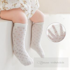 2024 Summer Battle Girls Shin Princess Socks Kids Hollow Knitted 3/4 Knee High Cotton Cotton Marfosi gambe traspirabili Z6214