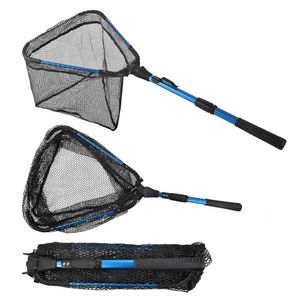 Tillbehör Teleskopande landningsnät 44/79/91 cm Infällbart långt fiskehand Net Pole Portable Folding Gummi Landing Nets för fiskekajak