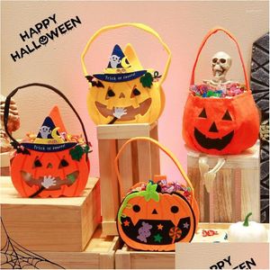 Present Wrap Gift Wrap Halloween Pumpkin Bat Candy Bag Non Woven Handbag Trick eller Treat Packaging Påsar Happy Ghost Festival Drop Delivery Dheqz